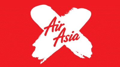 A red and white logo of air asia.