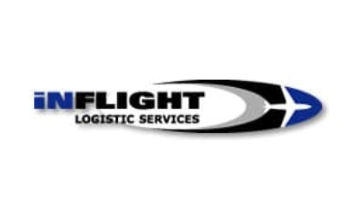 A black and white logo of flight logistic services.