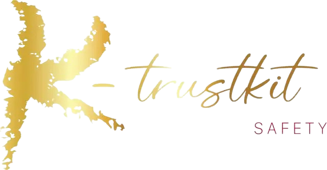 A gold foil logo with the word trust written in it.