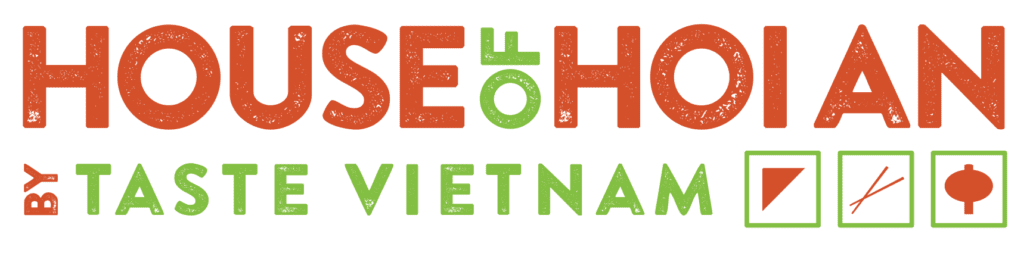 A red and green logo for the house of hue vietnam.