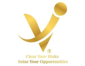 A gold colored logo with the words " clear your risks, seize your opportunities ".