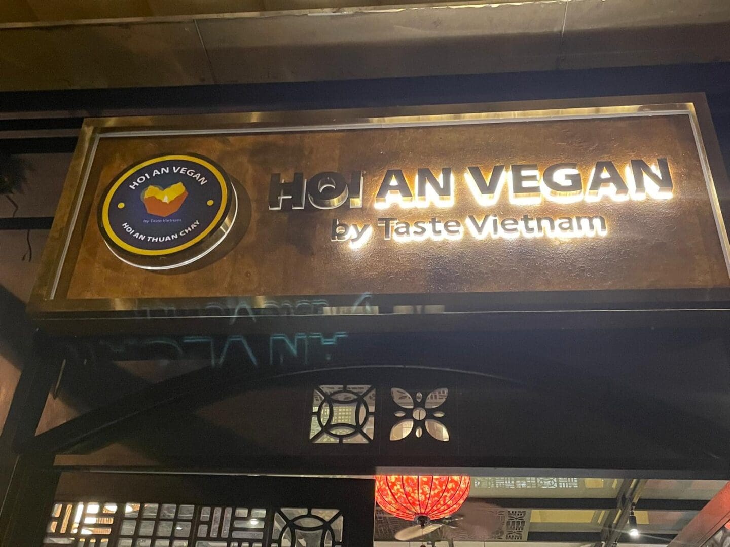 Hoi An Vegan restaurant sign by Taste Vietnam.